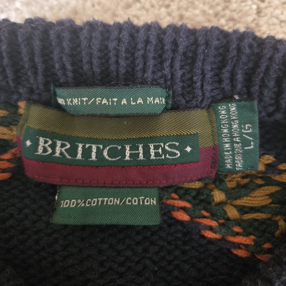 Britches Geometric Vintage Hand Knit Sweater - Picture 3 of 9